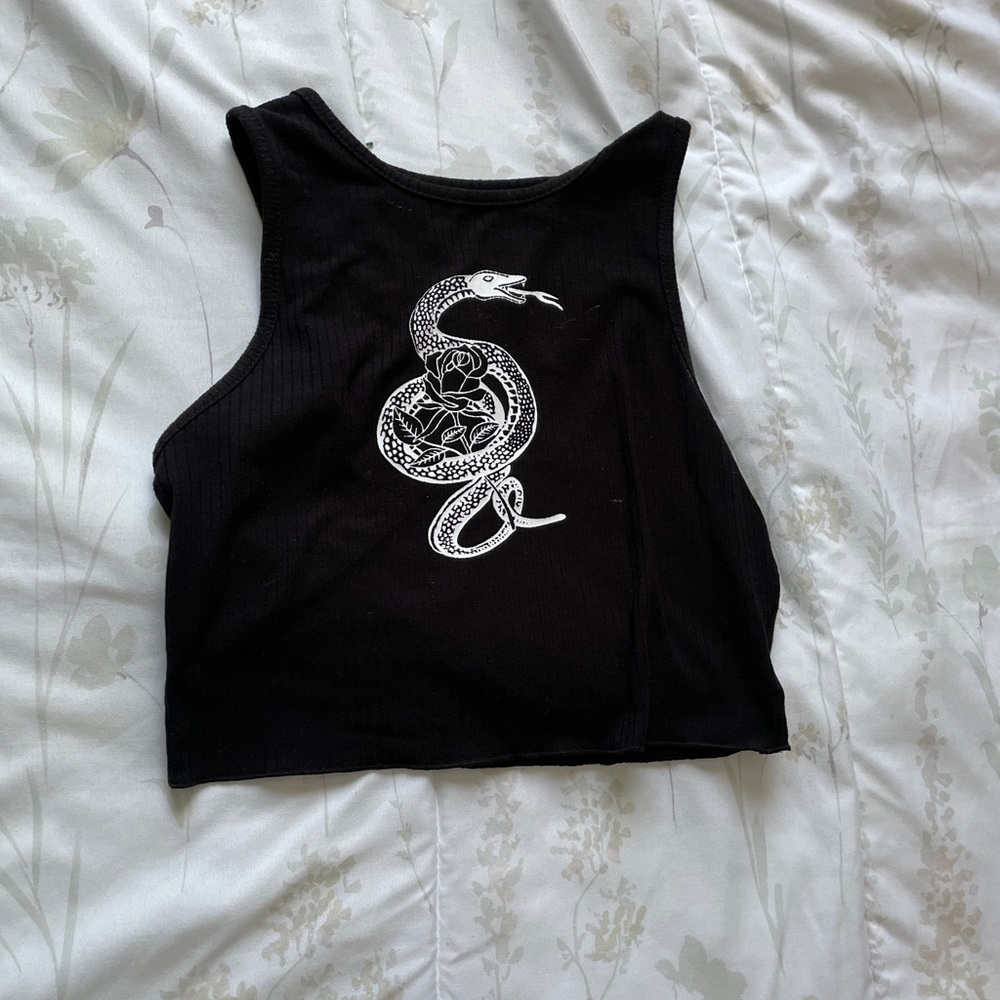 Black snake tank/crop top - S